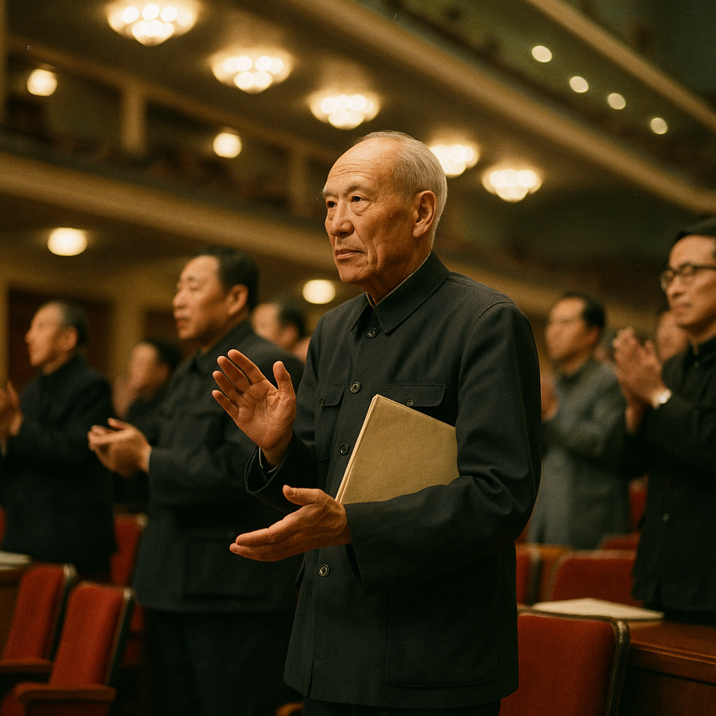 Delegates stand to acclaim the April Charter in the Great Hall of the People, 1978.